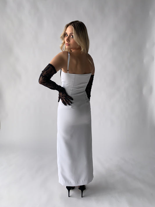 velvet cup ankle-length dress