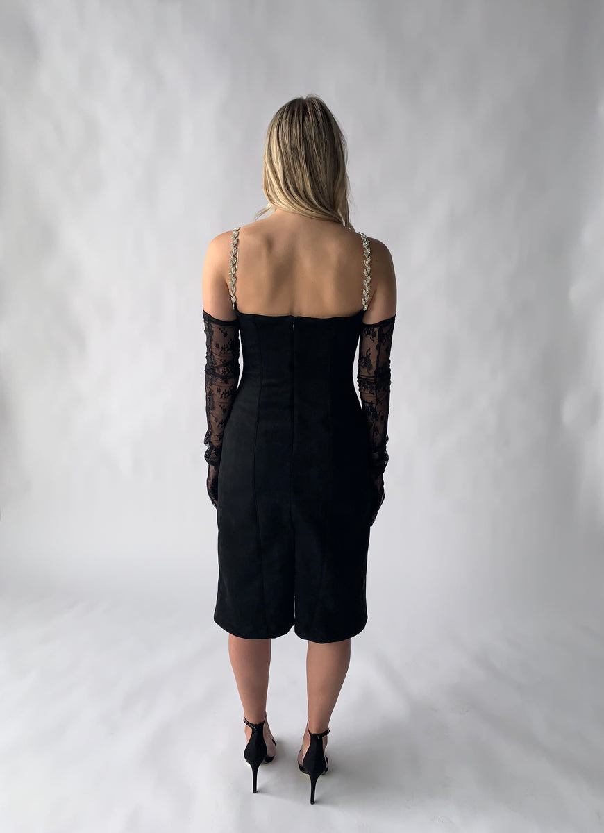 crystal strap midi dress demek modë