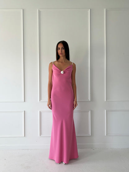 Rosette Bias Gown