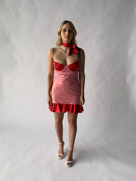 contrast cup slip dress