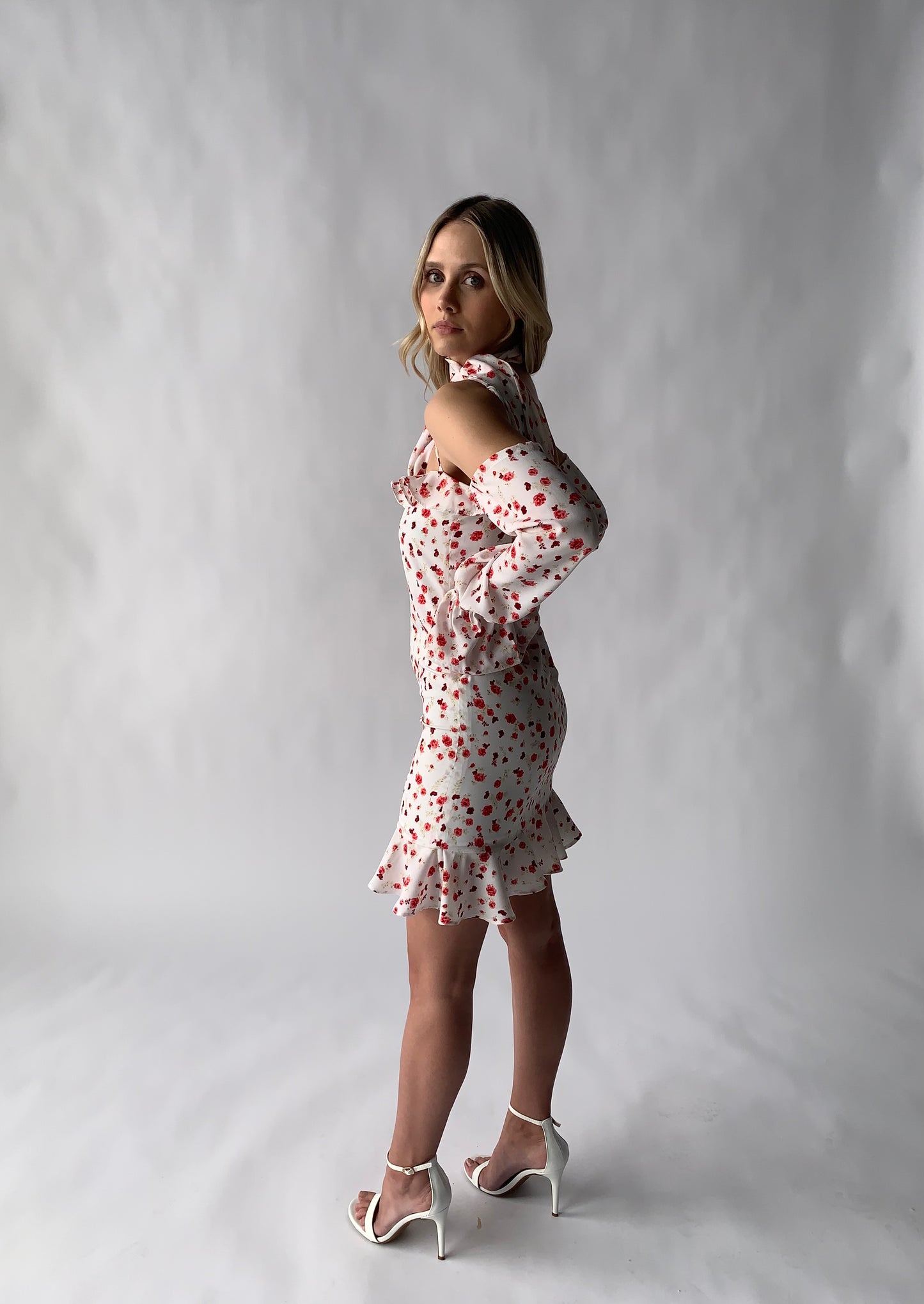 floral flounce mini dress