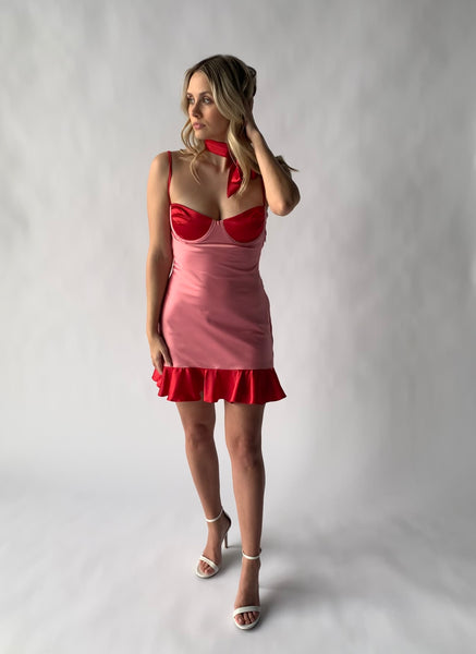 contrast cup slip dress