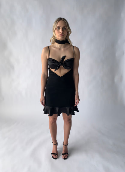 open abdomen mini dress