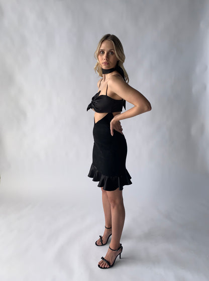 open abdomen mini dress