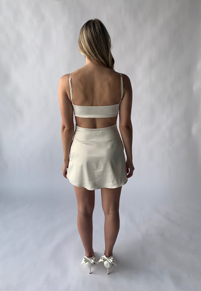 charmeuse mini skirt