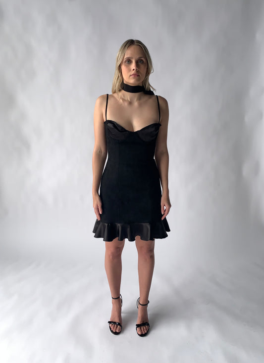 contrast cup mini dress